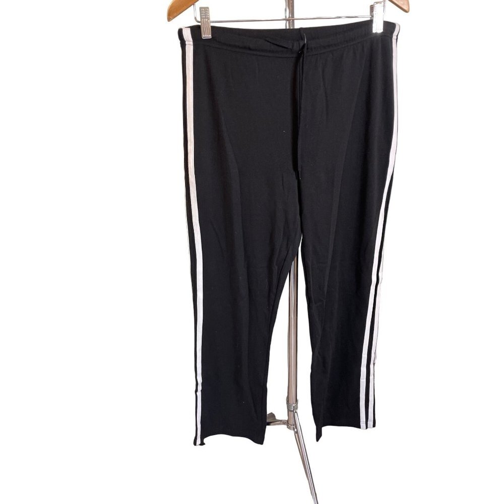 BW Sport Black Track Stripe Drawstring Ankle Workout Athletic Pants Sz M